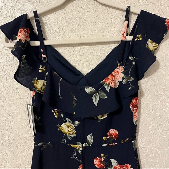 By & By women’s floral print off the shoulder high low hem bubble crepe dress, 0 - Picture 5 of 11